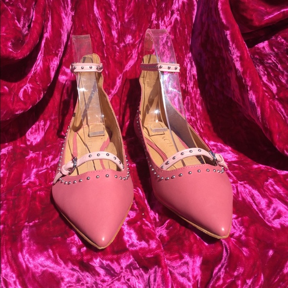 New Coach Jody Pink Studded Leather Flats - Picture 2 of 8
